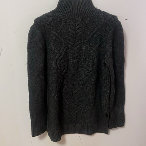 VERONICA BEARD CABLE KNIT CHUNKY HIGH‎ LOW WOOL BLEND SWEATER SIZE L - Picture 4 of 9